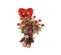  Arreglo en Florero con 18 rosas imp. con globo y oso de Peluche (Regalos Flores .com.ar) 